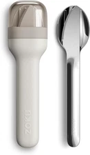 Pocket Utensil Set, Grey - Stainless Steel Fork, Knife, and Spoon Nest in Case -