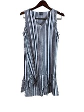Michael Stars Tank Dress Striped Black White Size Large