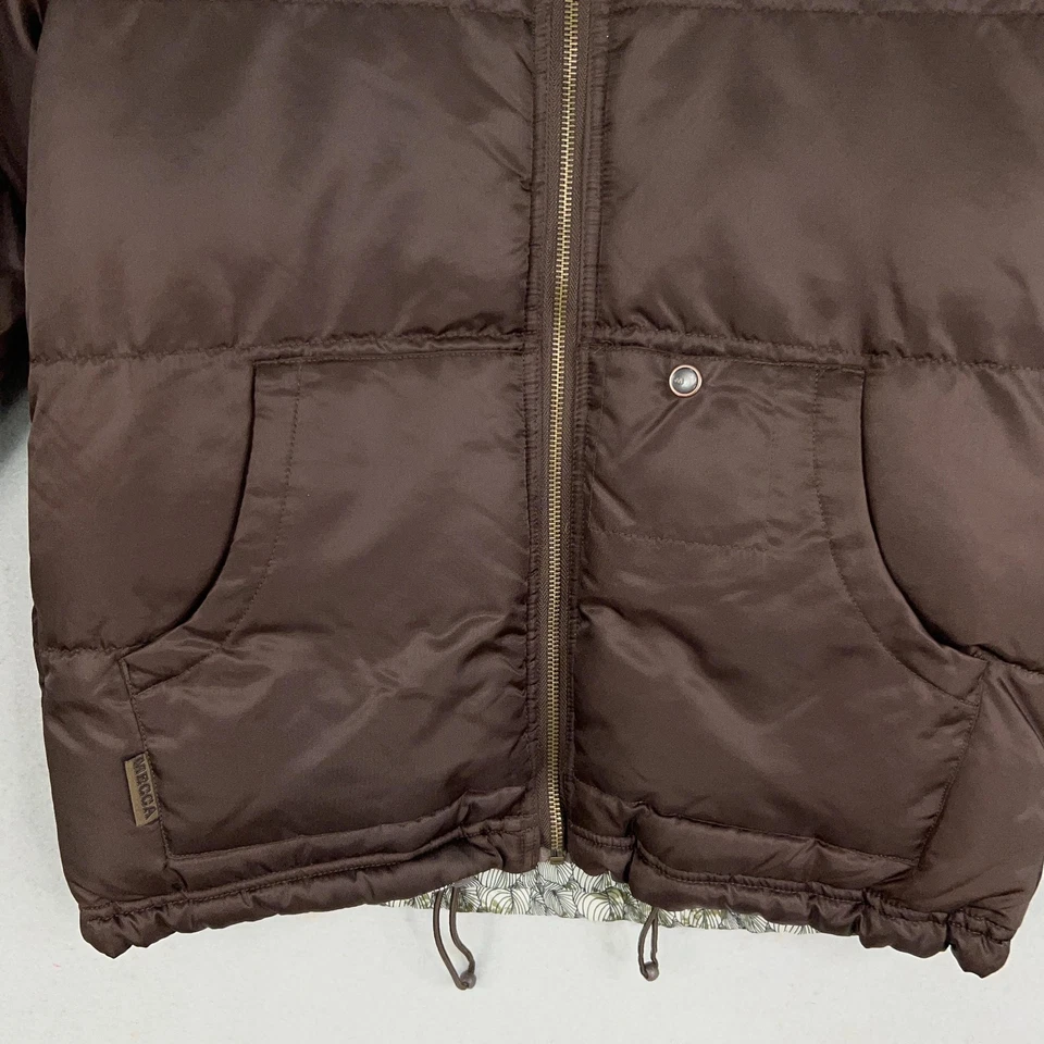 Chaqueta Meca Niños Grande 14-16 Marrón Puffer Imitación Piel Capucha Invierno Reversible Y2K Foto 4 de 4