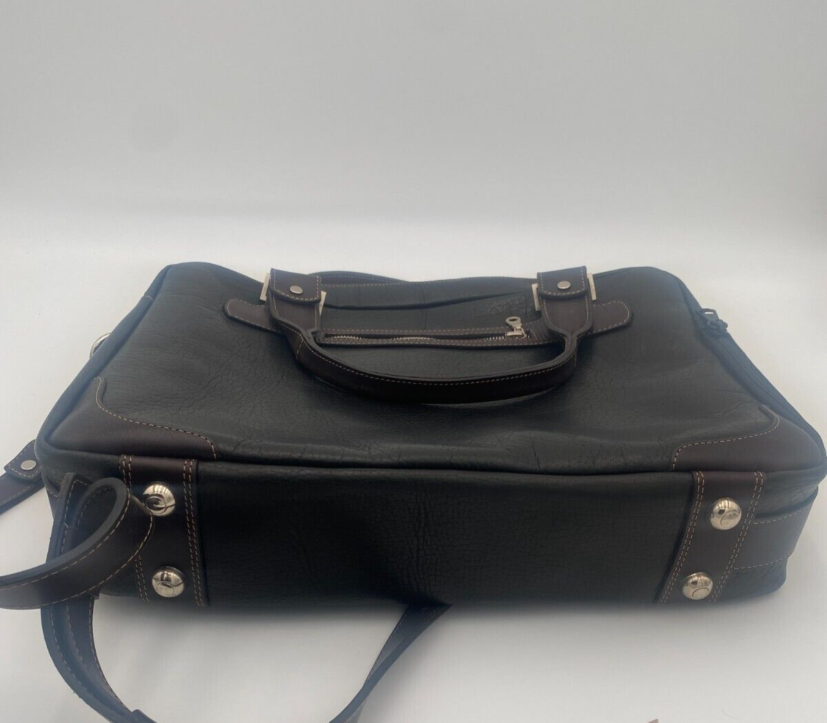 Handmade Coronado Black Brown Bison Leather Briefcase Bag Shoulder eBay