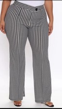Fashion Nova Checkered Wide Leg Pants, 3X, Zip Back, NWT