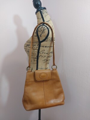 Vintage 90s AMERICAN ANGEL Brown Leather Shoulder Bag Handbag Made 