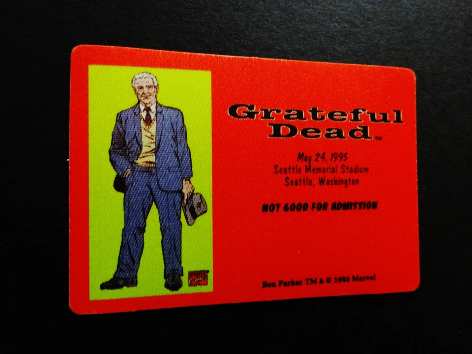 Grateful Dead Backstage Pass Seattle WA 5/24/95 5/24/1995 Ben Parker Marvel GD - Image 3 of 4