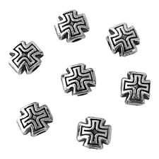 50 pcs Swiss Cross Spacer Beads Silver 8x7mm 2.3mm Hole Metal Bead Findings