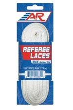 A&R 2 Pack (2 Pairs) Official Hockey Referee WAXED Laces, Solid White, 108"