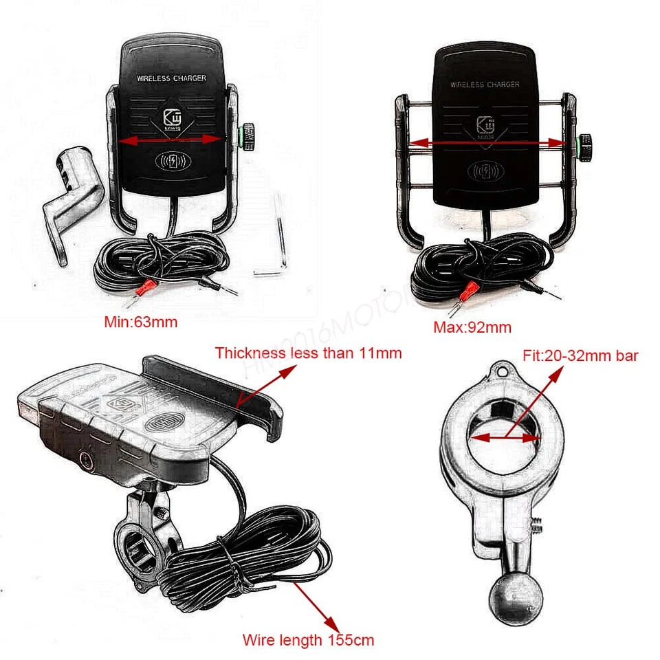 Красный держатель для телефона беспроводное зарядное устройство USB крепление на руль для Harley Davidson США - Изображение 4 из 4