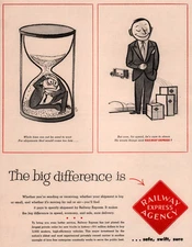 1950 'S AD RAILWAY EXPRESS HOURGLASS  WEEMS POEM CARTOON HUMOROUS