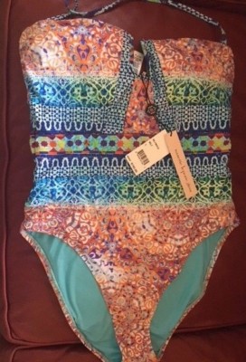 Nanette Lepore Womens Bathing Suit NWT Size L Removable Straps