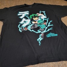 My Hero Academia Men's T-Shirt Size XL Izuku Midoriya Graphic Tee Black