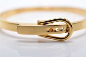 Authentic 18k Gold Plated Titanium Horseshoe Love Belt Buckle Bracelet (Gold, Silver