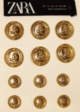 ZARA replacement buttons 12 gold tone solid metal buttons Good Used Condition