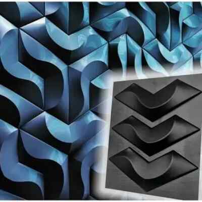 2pcs Panels Wall ABS Stone Art Plastic Mold Decor 3D Plaster Tile Form Design