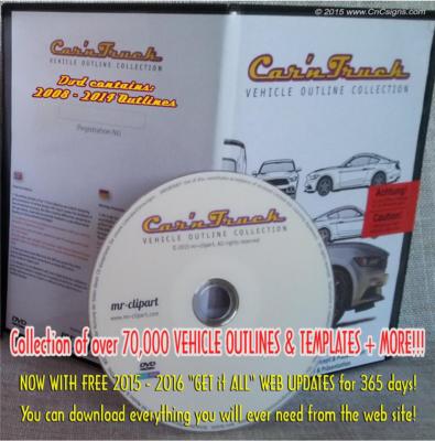 Car'n Truck Vehicle Outlines DVD with 1yr Online update sign design MR Clipart *