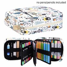 Pencil Case Holder Holds 202 Colored Pencils or 136 Gel Pens with Zipper Closure
