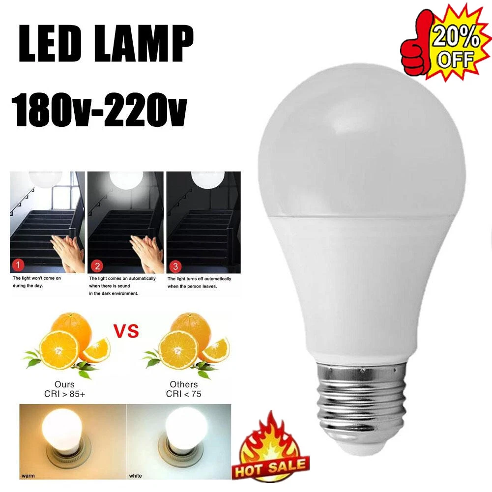 E27 Radar Sensor Ambient PIR Motion 7W 12W LED Globe Light Bulb 180v 220v Hom US