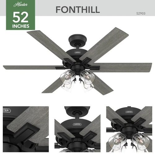 Hunter 52 inch Fonthill ENERGY STAR® HunterExpress Matte Black Ceiling Fan - Picture 5 of 19