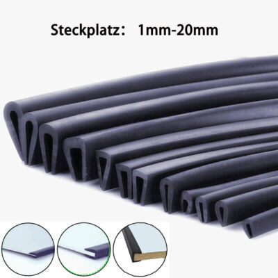 1mm - 20mm Kantenschutz Gummi Fassungsprofil Gummidichtung U-Profil Steckplatz