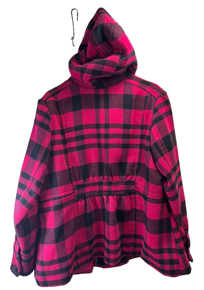 a.n.a. Chaqueta con capucha a cuadros roja y negra para mujer talla 2XL Foto 2 de 4