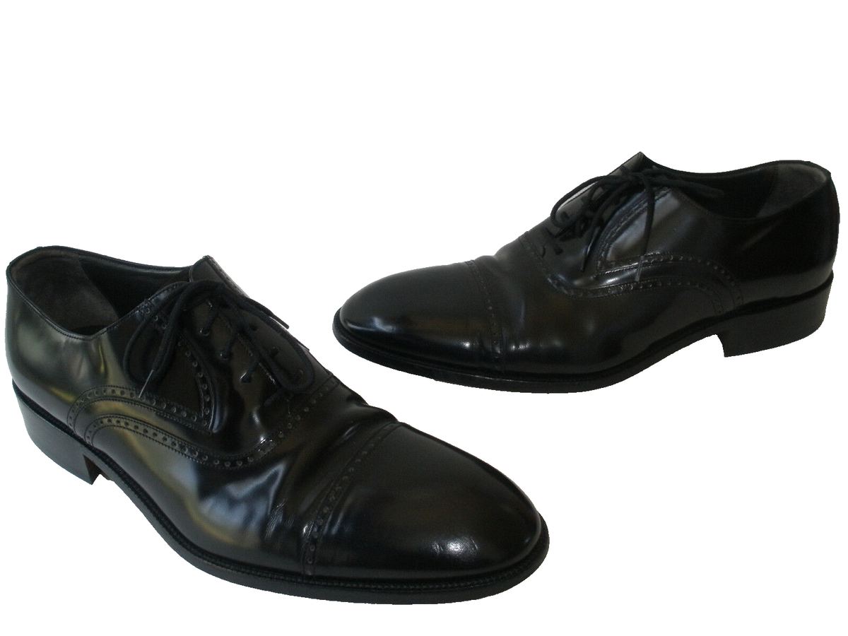 BALLY BLACK LEATHER BROGUE CAP TOE OXFORD SIZE US 12 MADE IN 