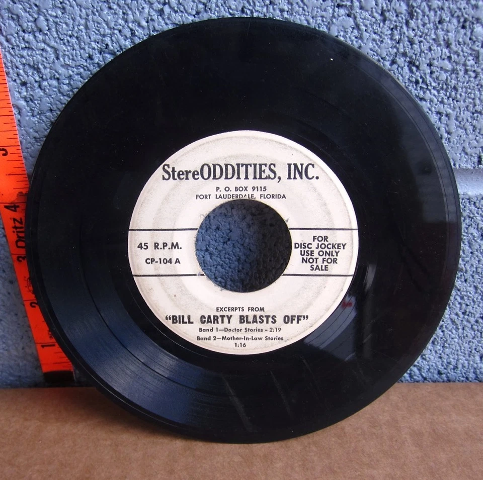 BILL CARTY Blasts Off record album 1961 comedy 45 vinyl Streoddities single - Image 2 of 2