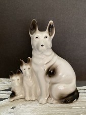 Vintage German Shepherd Mother  Puppies Porcelain Dog Figurine Made in Japan
