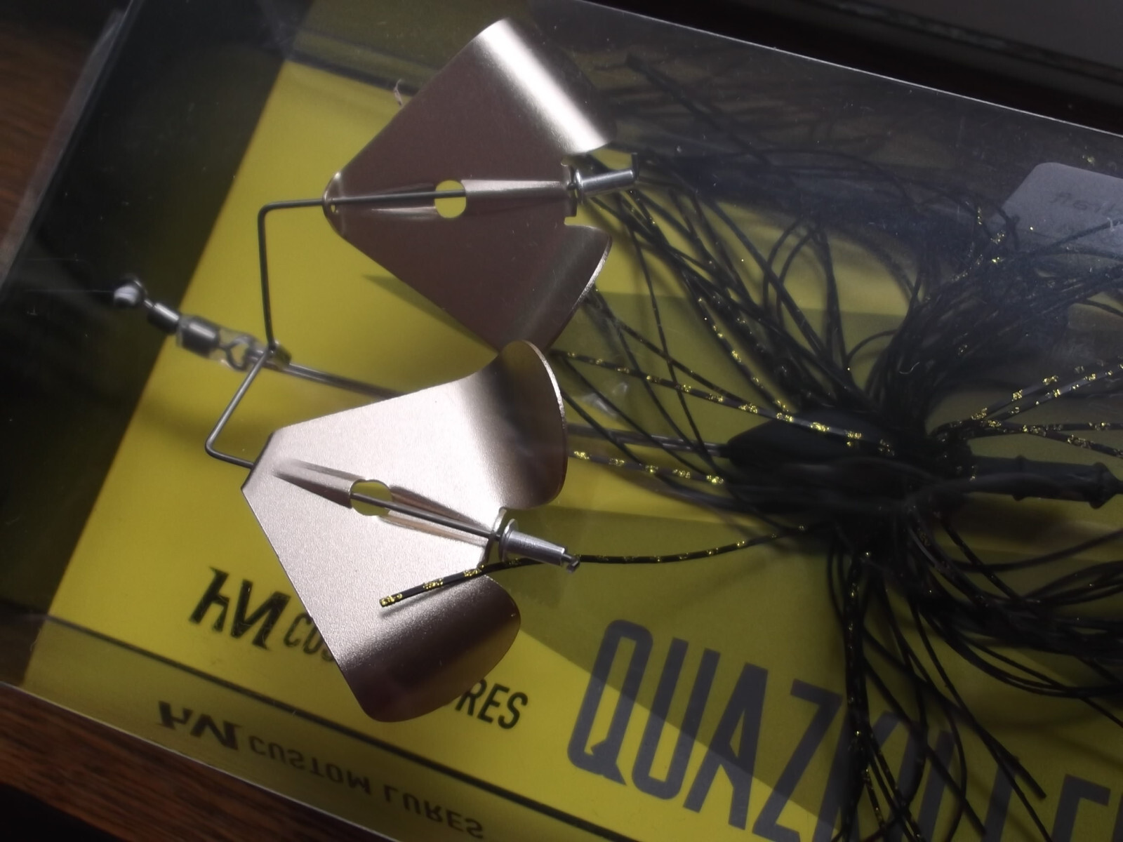 HM Custom Lures Teckel Quazkiller Twin Buzzbait 1/2oz. 06 Black Gold Downdraft - Image 10