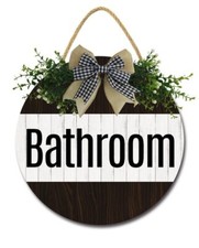 Bathroom Wood Decor Sign Wood Wall Art Sign Bathroom Rustic Sign Hanging Wood...