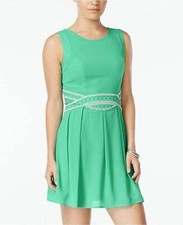 NWT Crystal Doll Juniors Embellished Fit  Flare Party Dress, Seafoam, Sz 11 69