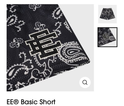 NEW Eric Emanuel Basic Shorts SS23 Sz M Black Paisley EE *ORDER