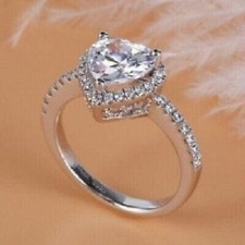 2Ct Heart Cut Lab Created Diamond Women's Engagement Ring 14k White Gold Plated