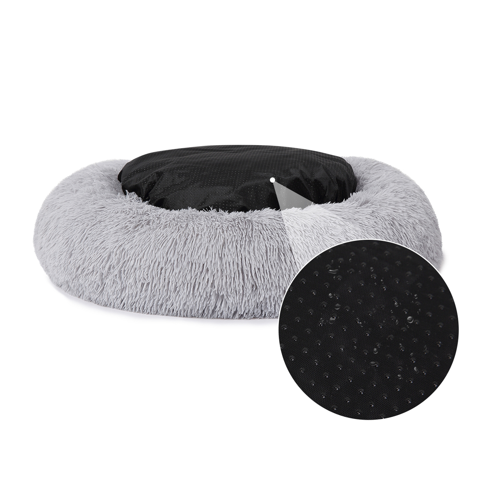 Calming Dog Bed Cat Bed Donut Faux Fur Pet Bed Round AntiAnxiety Donut