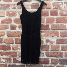 Ann Taylor Dress Womens Size 4 Black Embroidered Scroll Scalloped Sleeveless