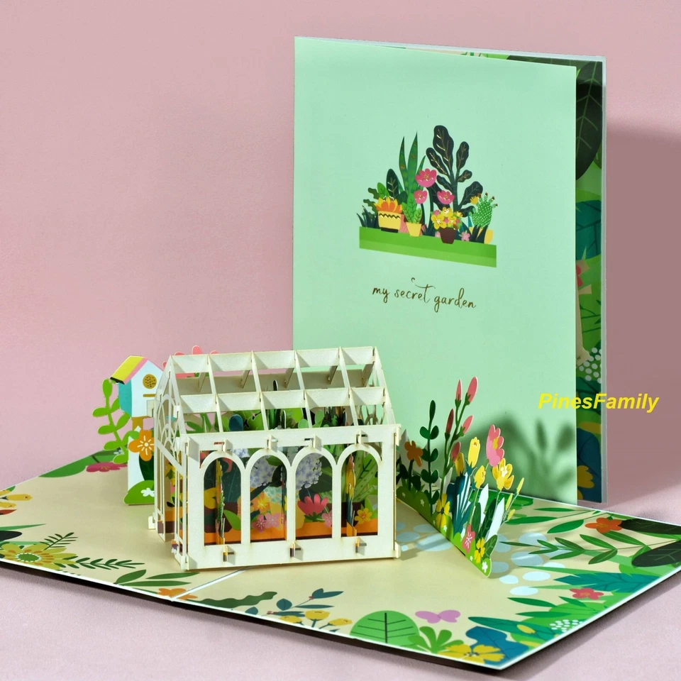 G18-Greenhouse 3D Pop Up Card Mothers Day, Birthday Card for Her, Mom, Wife, Wom - Image 3 of 4