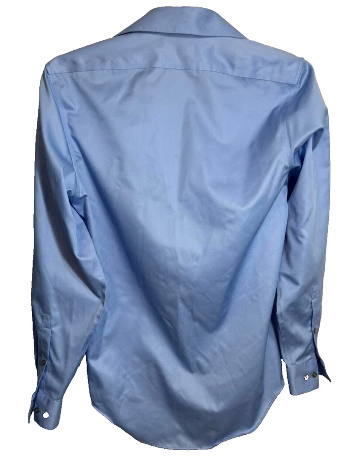 Camisa Calvin Klein Para Hombre Manga Larga Calce Ajustado - Talla: Med. 14 1/2 - Color: Azul Foto 2 de 4