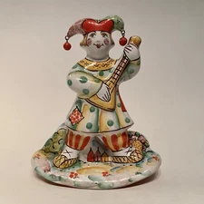 Hand Painted Russian Yaroslavl Majolica Skomorokh Playing Domra Figurine Signed