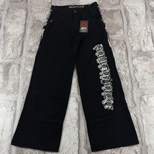 SouthPole Red Tab Jeans Women s Size 5/27 Wing Graphic Y2K Wide Leg Black M NWT