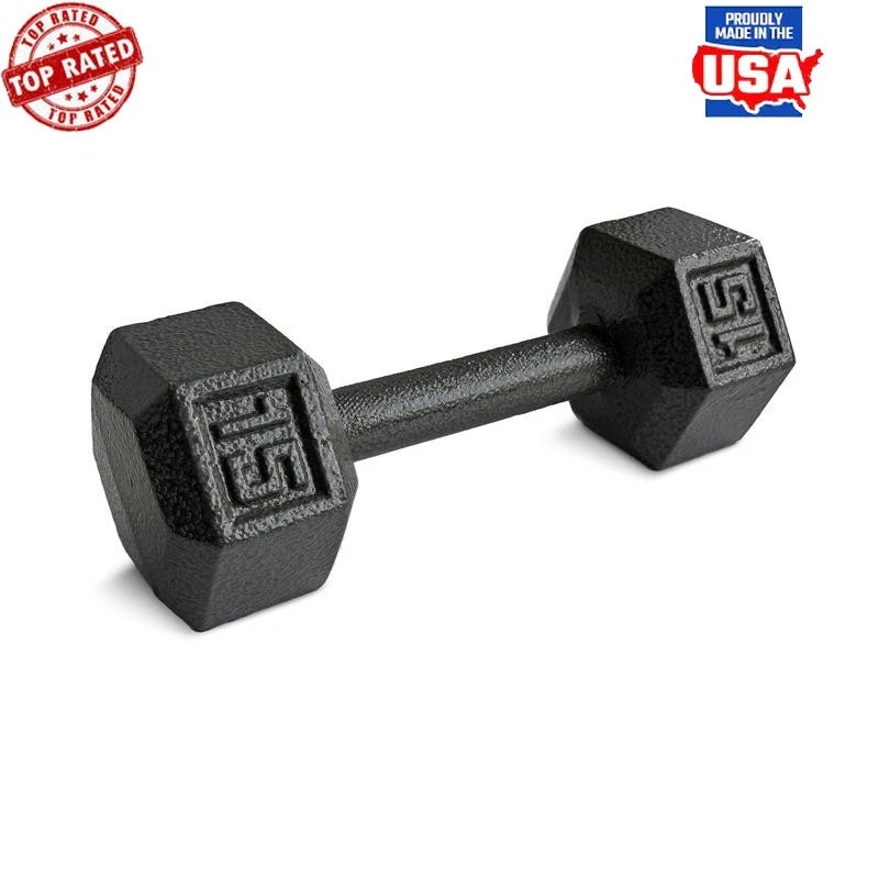35 lb Cast Iron Dumbbell Hex Shape Durable Weightlifting Home Gym Fitness New