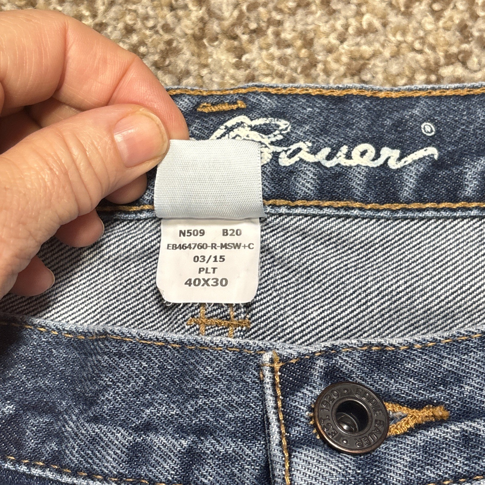 Eddie Bauer Jeans Men 40x30 Blue Denim Relaxed Fit Straight (40x29) - View 6