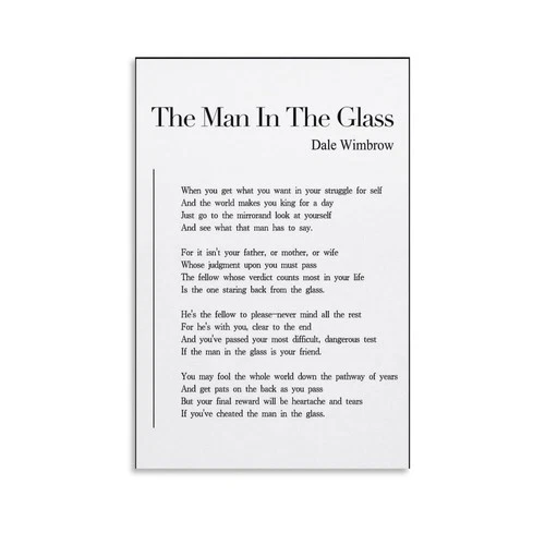 The Man in The Glass Poem Tin Sign Poster Vintage Canvas Wall Art Decor 12"x18"