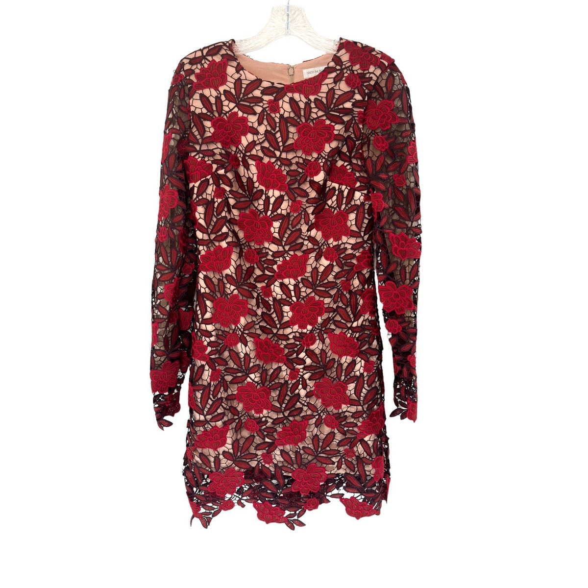 jessica lace mini dress Dress the Population Red Floral Long Sleeve Jessica Lace Mini Dress Size  Small