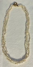 Beautiful Vintage Estate Triple Strand Rice Pearl Necklace Tiny Pearls