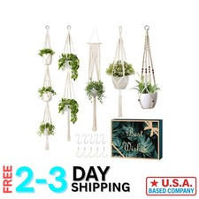 Charming 5-Pack Macrame Plant Hangers for Stylish Indoor/Outdoor Boho Decor