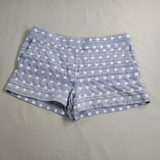 Ann Taylor Loft Faded Blue Fabric Geometric Pattern Twill Shorts Size 6