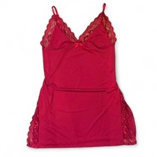 Y2k coquette fairy romantic dark red lace slip dress women's size Small