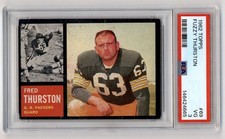 1962 Topps RC Fred Thurston #69 Valparaiso Crusaders/Green Bay Packers PSA 3