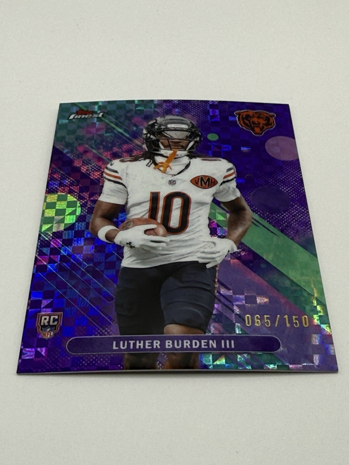 2025 Topps Finest Luther Burden III Purple X-Fractor /150 RC #27 Bears 065/150