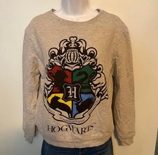 Gray Harry Potter Hogwarts Crest Sweatshirt, Size Small