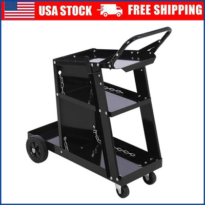 3 Tiers Rolling Welding Cart with Wheels for Welder and Plasma Cutter 220LBS