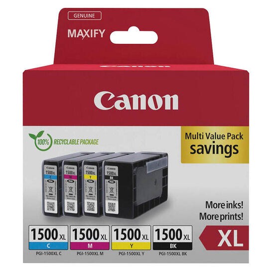 Canon Original PGI-1500XL Druckerpatronen 4Er Multipack Bk/C/M/Y (9182B010)-image