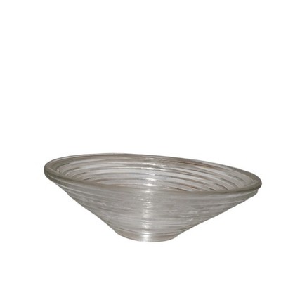 Pilgrim Glass Mid-Century Concentric Circle Stacked Manhattan Ribbed Bowl 